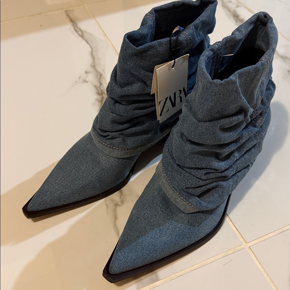 Slouchy denim bootie